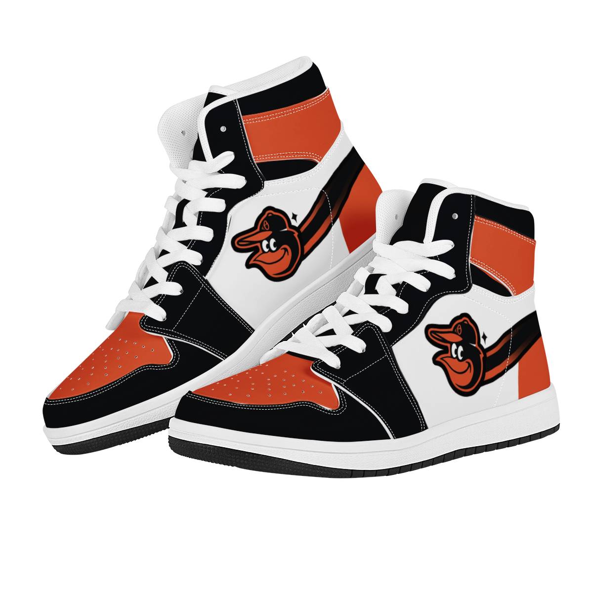 Women's Baltimore Orioles High Top Leather AJ1 Sneakers 002
